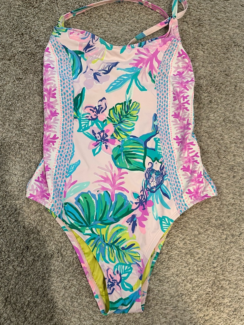 Lily Pulitzer Tropical Floral One-Piece Swimsuit - Pink & Green mermaid
